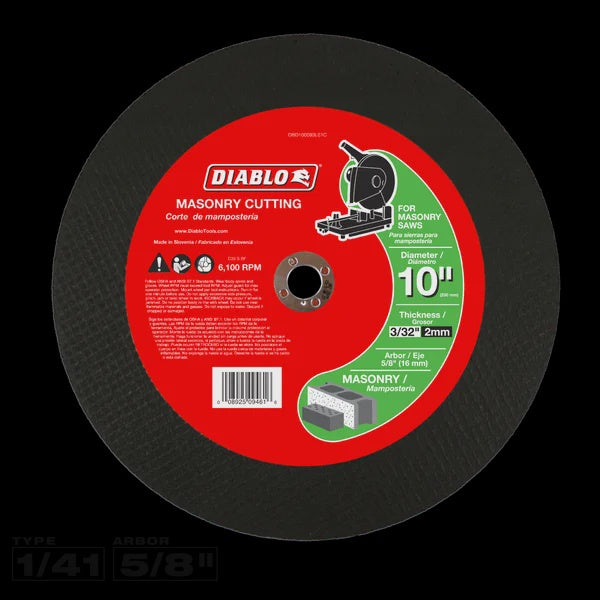 10" x 3/32" x 5/8" Masonry Cut-Off Disc