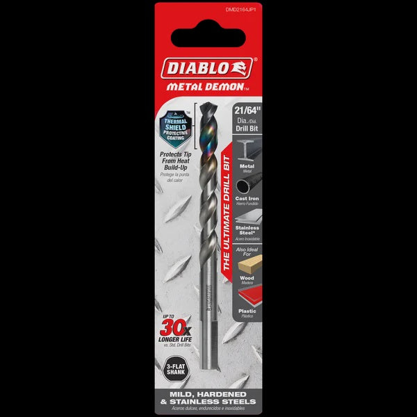 Diablo 21/64" Metal Demon™ Drill Bit for Mild, Hardened and Stainless Steels