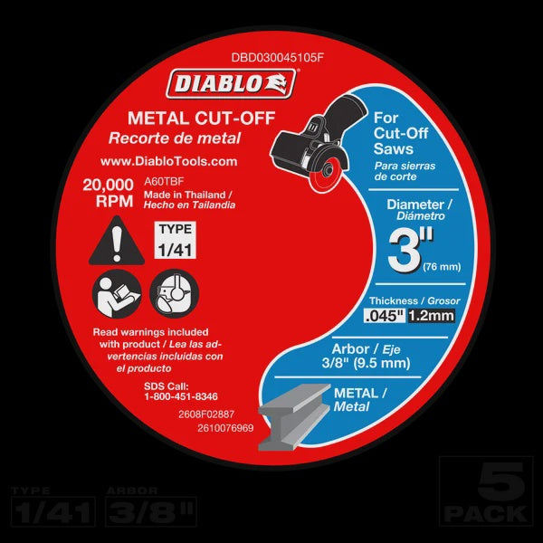 3" Metal Cut-Off Discs (5-pk)