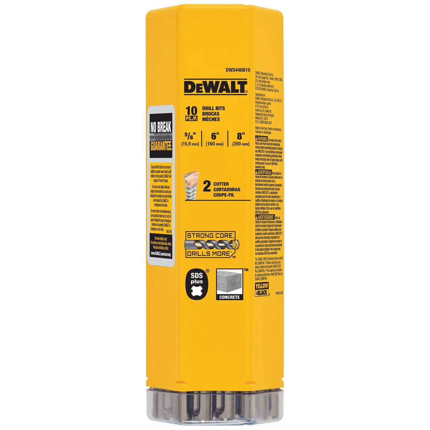 DEWALT- DW5446B10-5/8 X 6"X8"Rock Carbide SDS+ Hammer Bit(10PK)