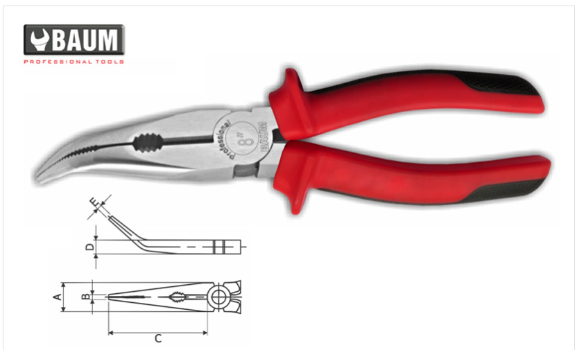 16 Bent Nose Pliers, Steel- C60, Finish- Polished, 8" / 200 MM
