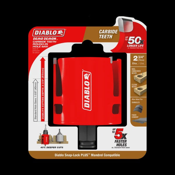Diablo 2-3/4" Demo Demon™ Carbide Teeth Rough-In Hole Saw