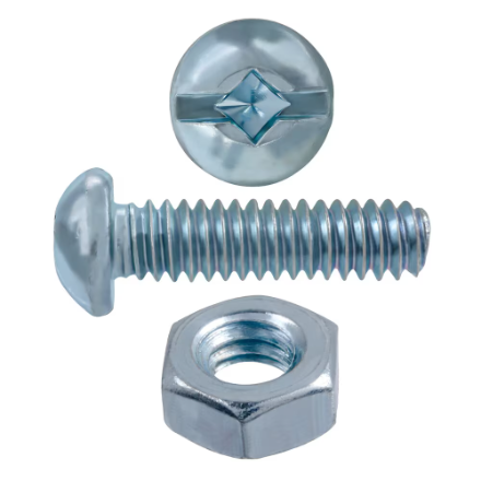 H Paulin 1/4-20X1-1/4 Flat Socket Head Square Drive Stove Bolt With Nut, Zinc-Plated-9 pcs