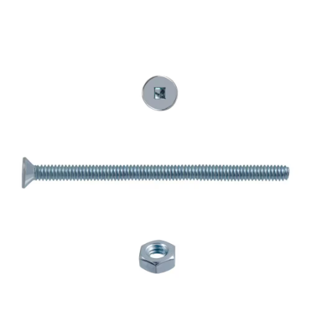 H Paulin 1/4 x 4-inch Flat Head Square Drive Stove Bolt with Nut - Zinc Plated- 4 pcs
