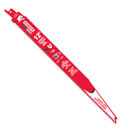 Diablo Demo Demon 12-inch 6/9 TPI Carbide Tipped General Purpose Reciprocating Saw Blade for Nail Embedded Wood/Metal Cutting