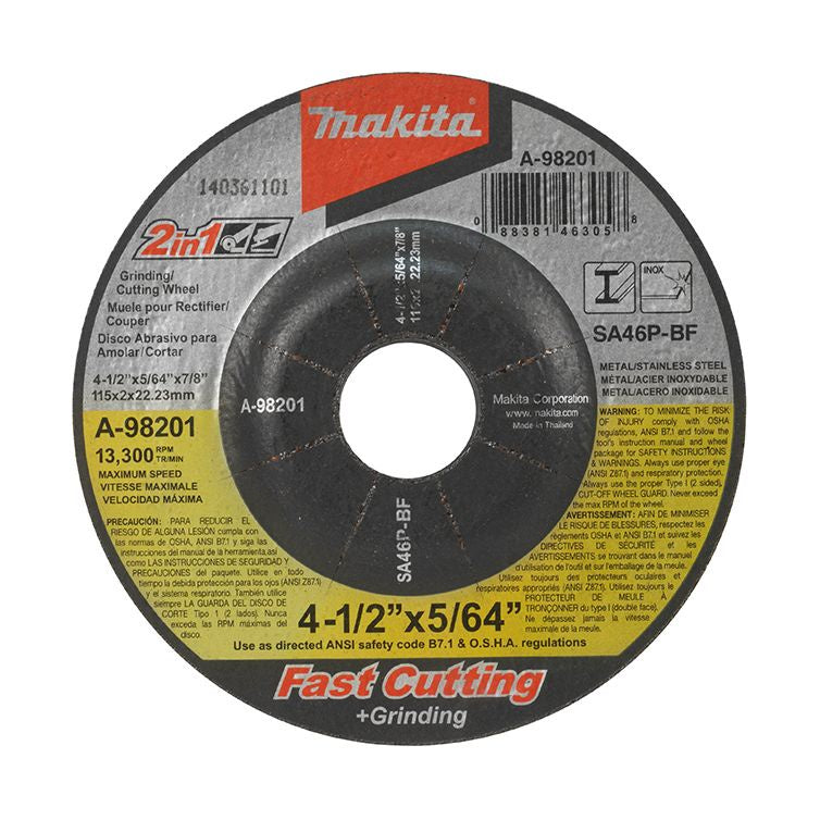 Makita 4-1/2" x 5/64" Depressed Center Grinding & Cutting Wheels