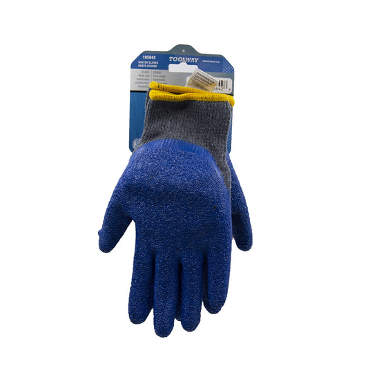 1 pc 105642 Knitted Cotton Gloves Gray With Crinkle Latex Palm Blue