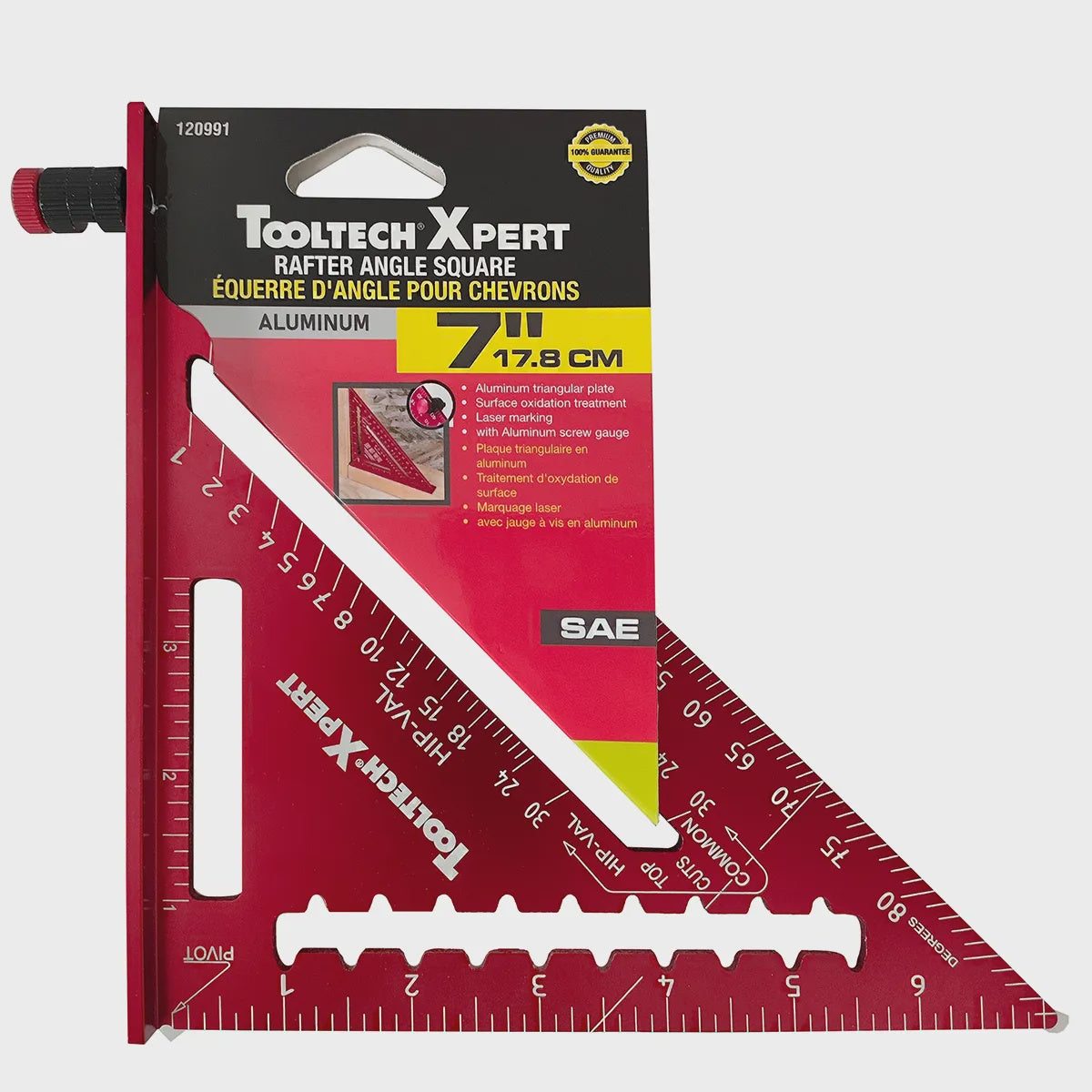 Toolway 120991 Rafter Square 7in (178mm) Alu Laser Printing with Screw