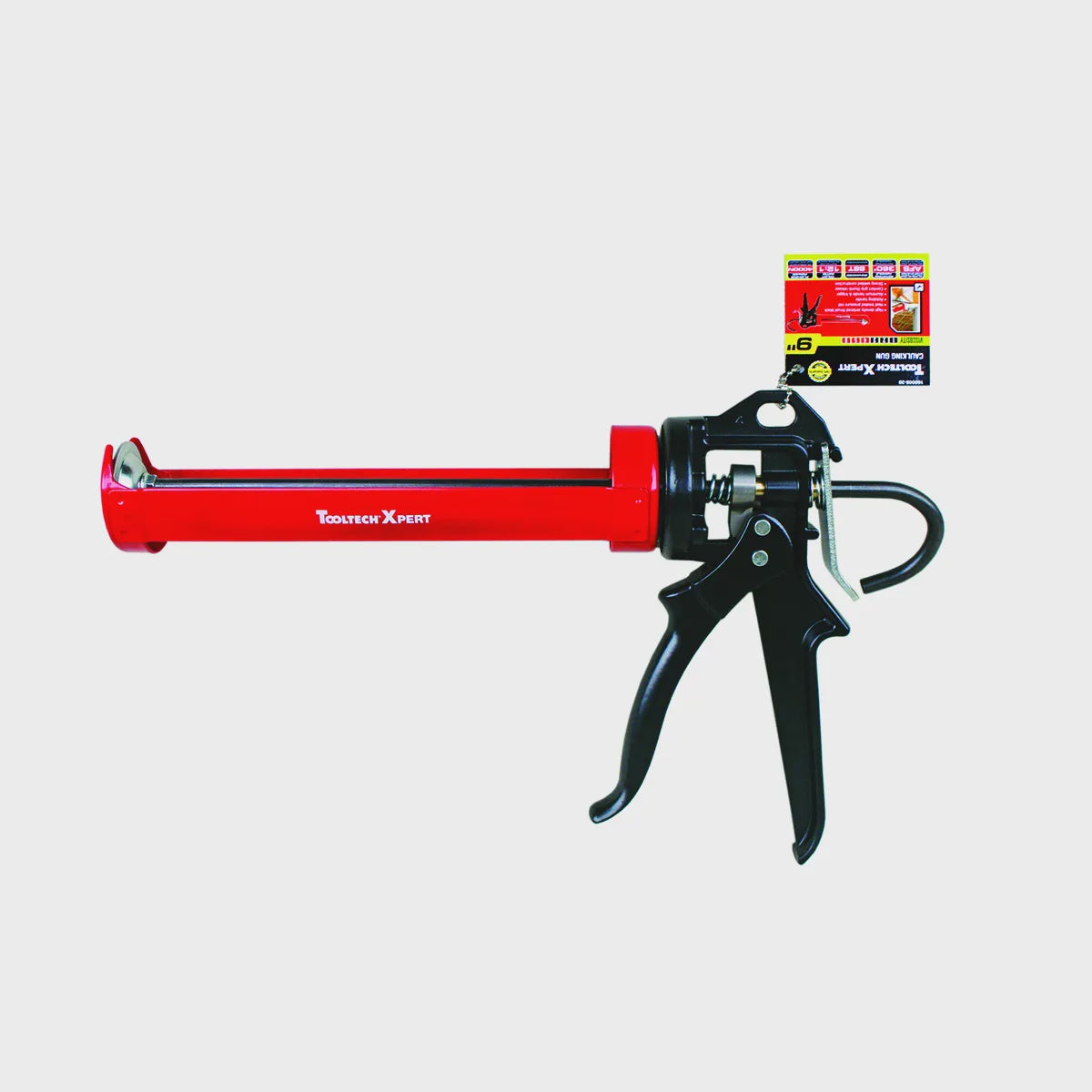 Toolway 160006-20 Pro Rotating Cradle-Style Caulking Gun with Auto Flow Stop 9in Red