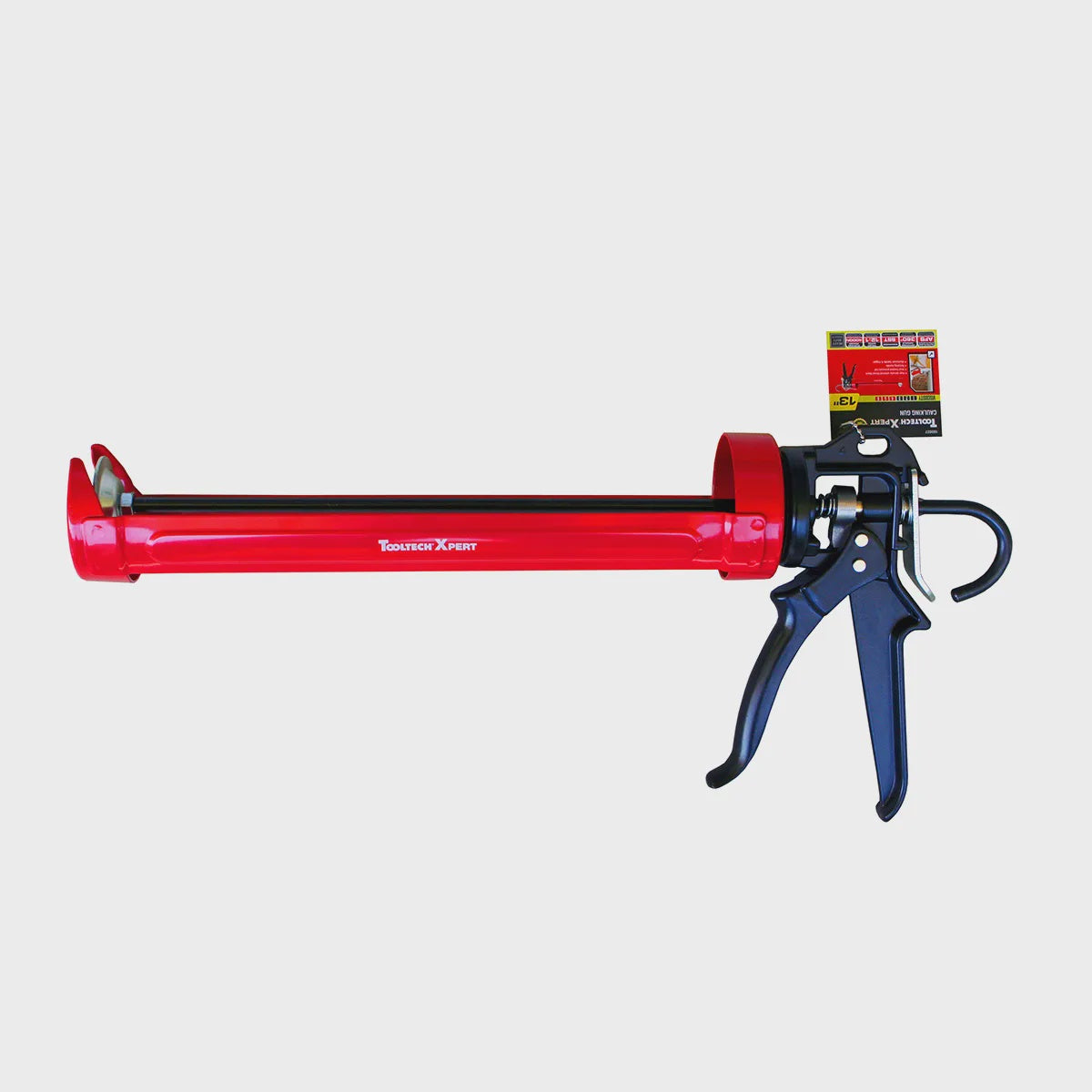 Toolway 160027 Pro Rotating High Density Cradle-Style Caulking Gun with Auto Flow Stop 13in Red