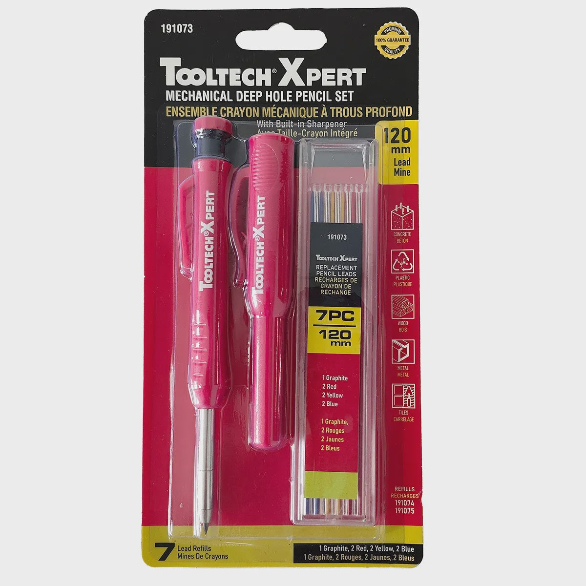 Toolway 191073 8PC Mechanical Deep Hole Pencil Set 6in (152mm) with 7-Leads