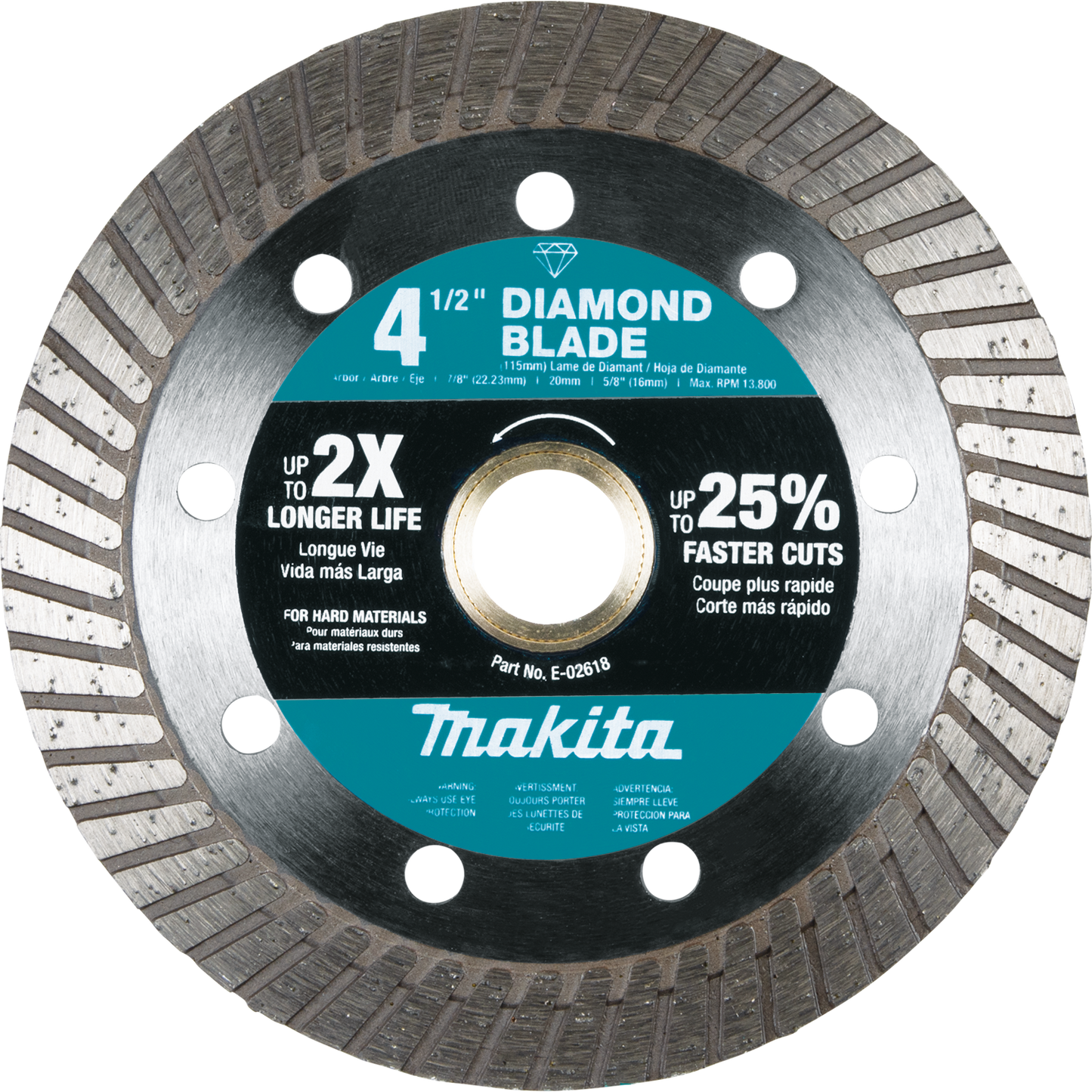 4‑1/2" Diamond Blade, Turbo, Hard Material