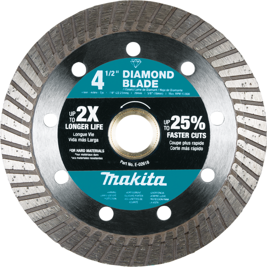 4‑1/2" Diamond Blade, Turbo, Hard Material