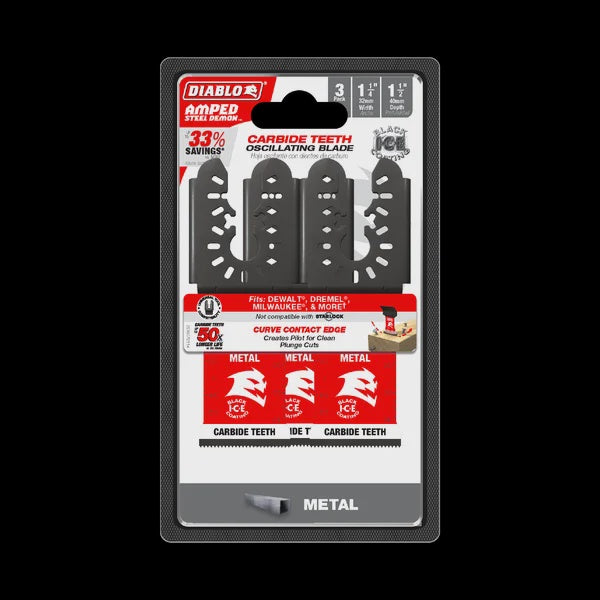 1-1/4" AMPED™ Steel Demon™ Universal Fit Carbide Teeth Oscillating Blades for Metal (3-pk)