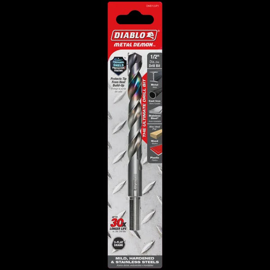 Diablo 1/2" Metal Demon™ Drill Bit for Mild, Hardened and Stainless Steels