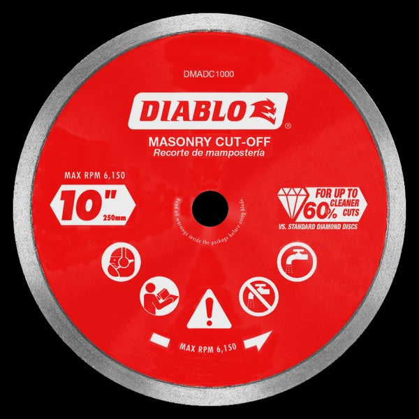DMADC1000 10 in. Diamond Continuous Rim Cut-Off Discs for Masonry