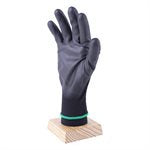 105553 1dz. Knitted Polyester Gloves Black With PU Palm (L)