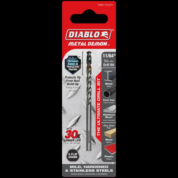 Diablo-11/64" Metal Demon™ Drill Bit for Mild, Hardened and Stainless Steels