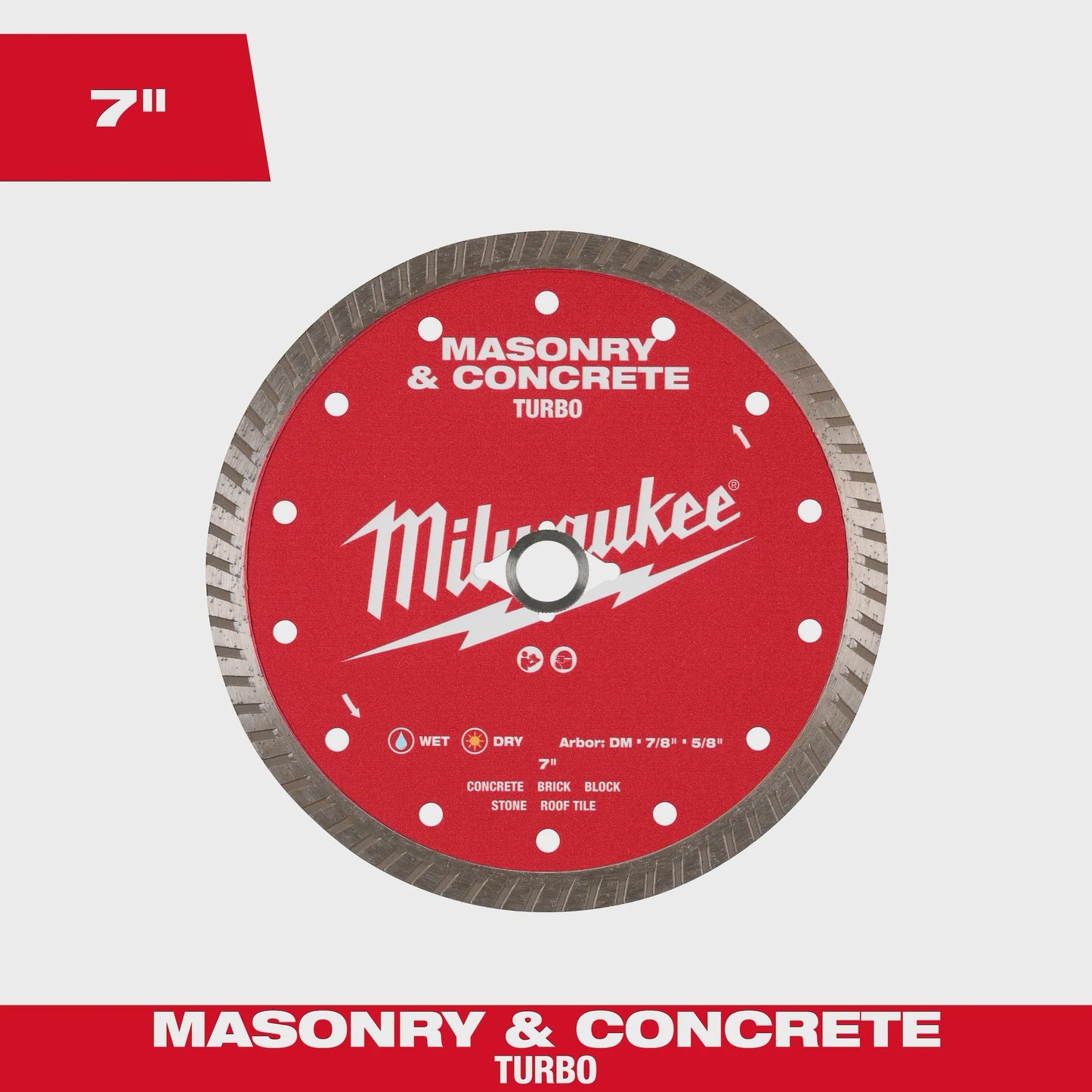 Milwaukee -7" Turbo Masonry & Concrete Diamond Blade