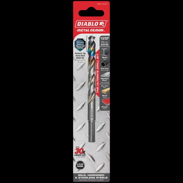 Diablo Metal Demon 21/64 in. X 4.6 in. L Metal Drill Bit 3-Flat Shank 1 pk