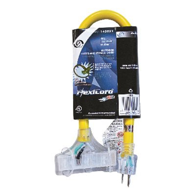 140021 Extension Cord Outdoor STW 10/3 3-Tap 2ft Yellow