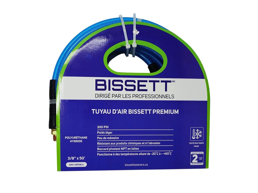 BISSETT 3/8"x50' HYBRID POLYURETHANE -20C AIR HOSE BLUE