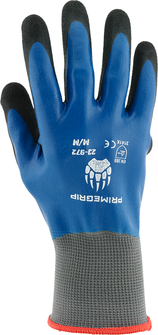 23-972L Cheetah Polyester Double-Dipped Sandy Latex Gloves Large