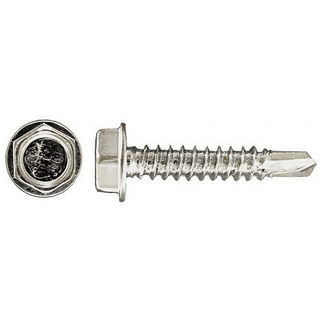 H Paulin 232-087 12 X 1" DRILL-X Hex Washer Head Self-Drilling Tapping Screw | 100 Pack