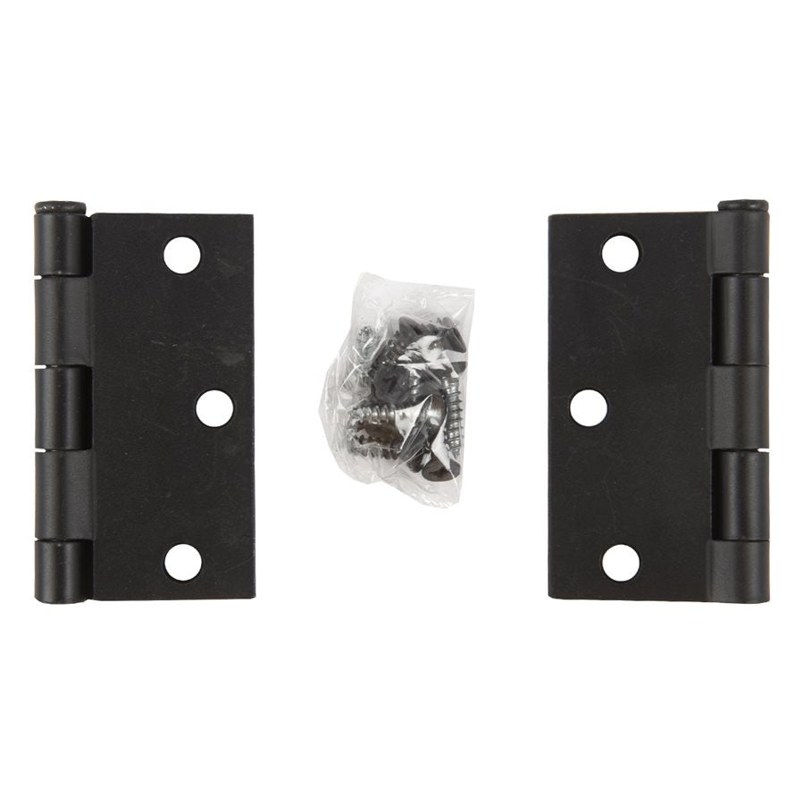 100920 2PC Door Hinge 3in x 3in x 2mm Square Corner Black Steel