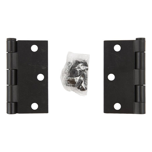 100920 2PC Door Hinge 3in x 3in x 2mm Square Corner Black Steel