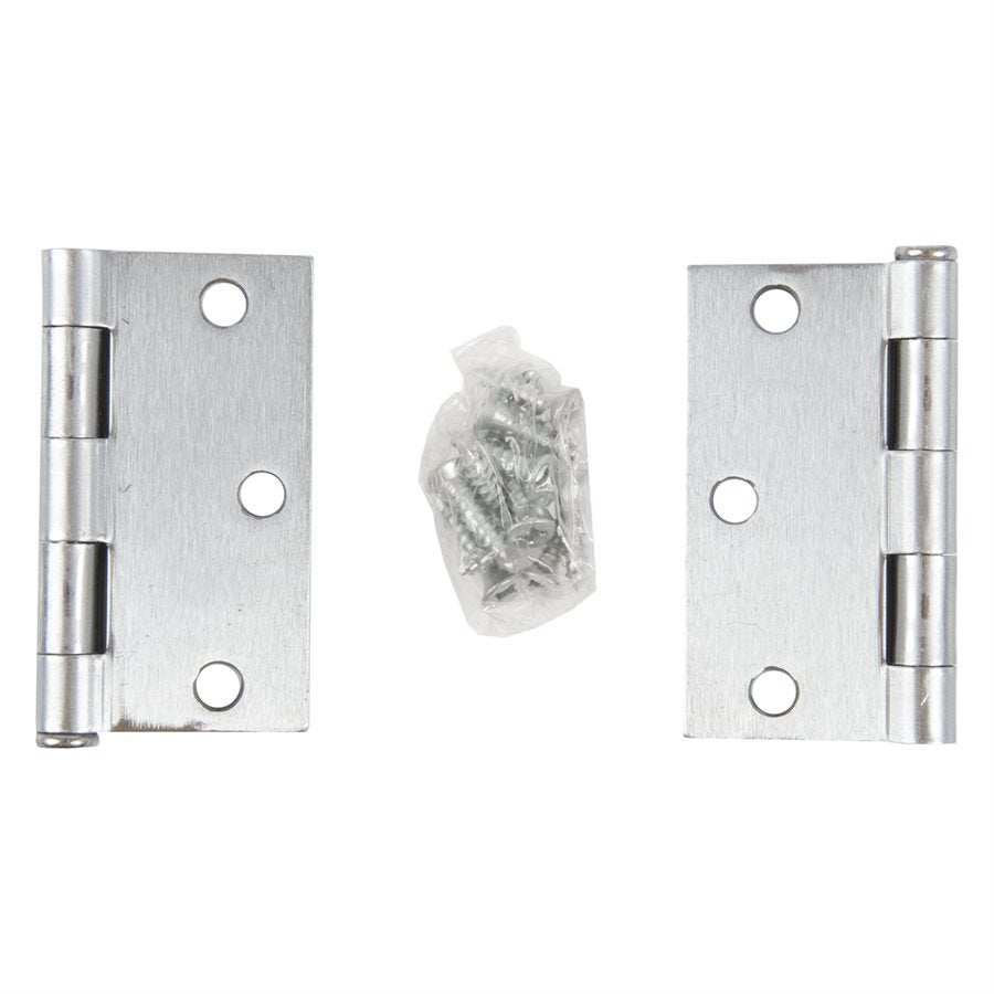 100923 2PC Door Hinge 3in x 3in x 2mm Square Corner Brushed Stainless Steel