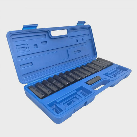 701595 15PC Deep Impact Socket Metric 1/2in Dr Cr-V Set