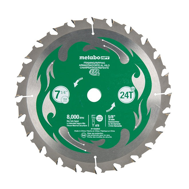 115429M Metabo 7-1/4" 24T Circular saw blade