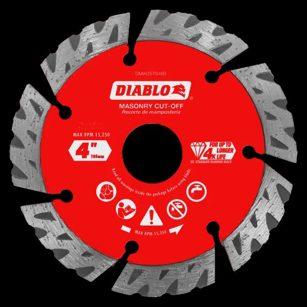 DMADS0400 4 in. Diamond Segmented Cut-Off Discs for Masonry