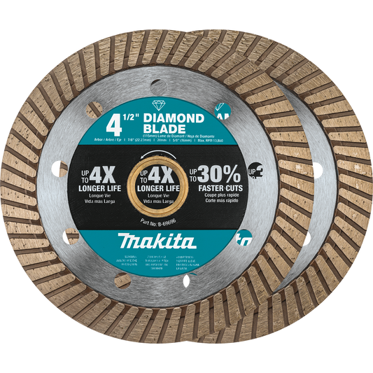 4‑1/2" Diamond Blade, Turbo, General Purpose, 2/pk