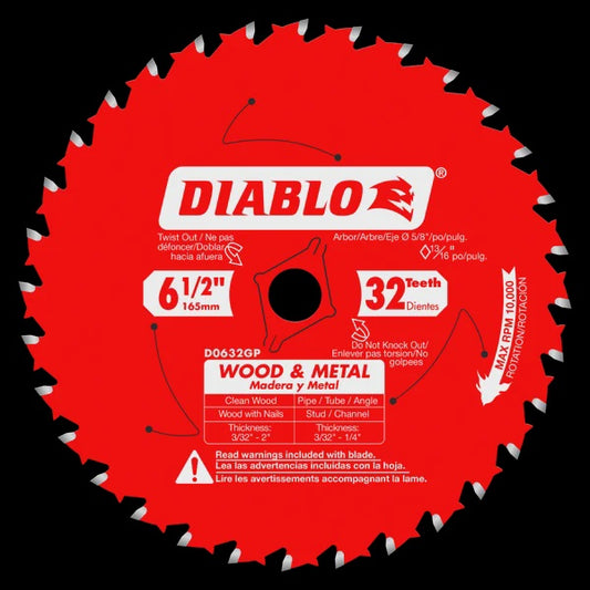 D0632GPA 6-1/2 in. x 32 Tooth Wood & Metal Carbide Saw Blade