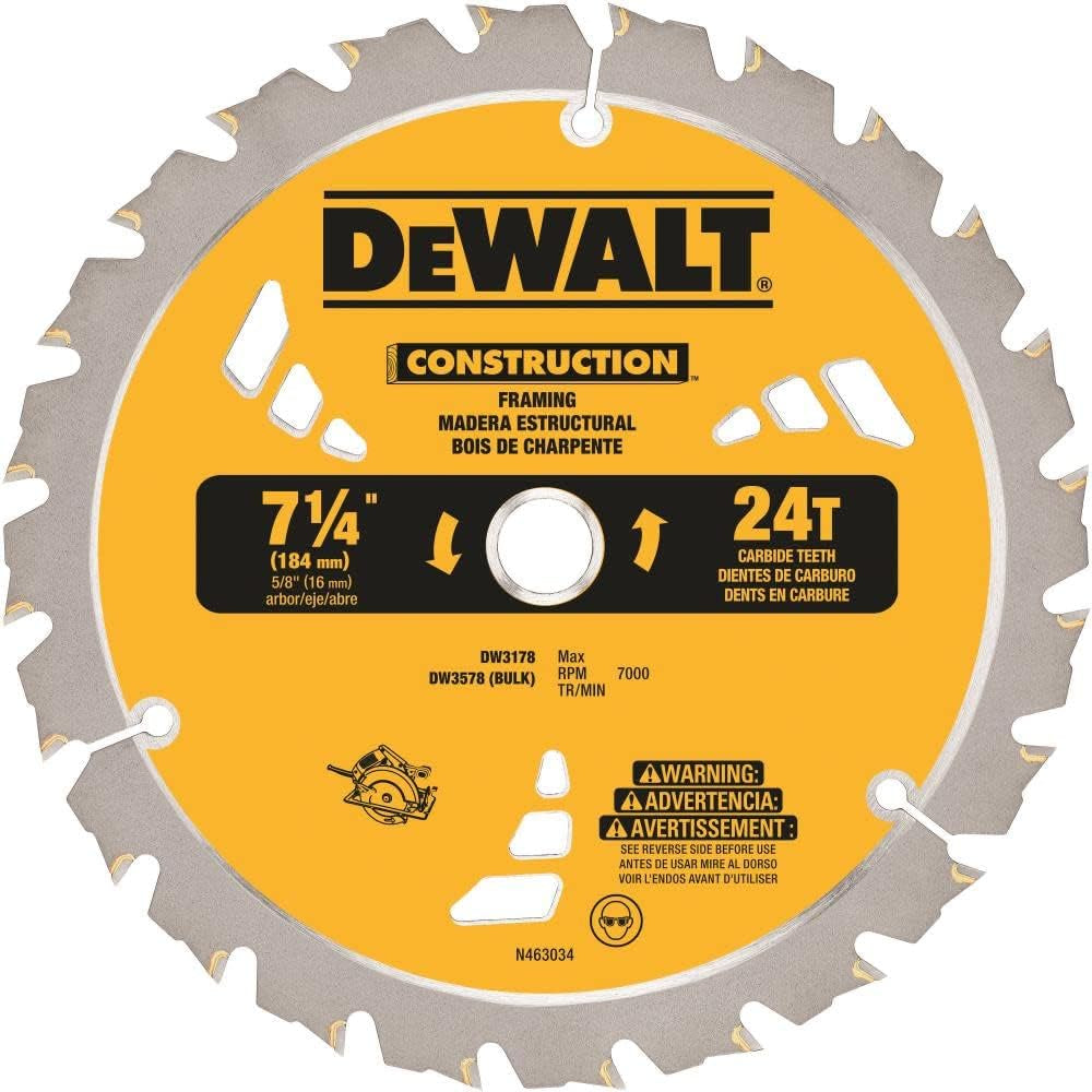 DWA171424B10 Dewalt 7-1/4" 24T BULK [10] Framing Blade