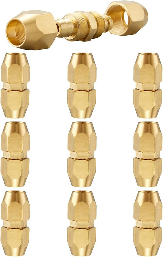 10 Pack Soild Brass HPT Air Reusable Hose Splicer Repair Kit,Air Hose Fitting for 3/8-Inch ID Hose
