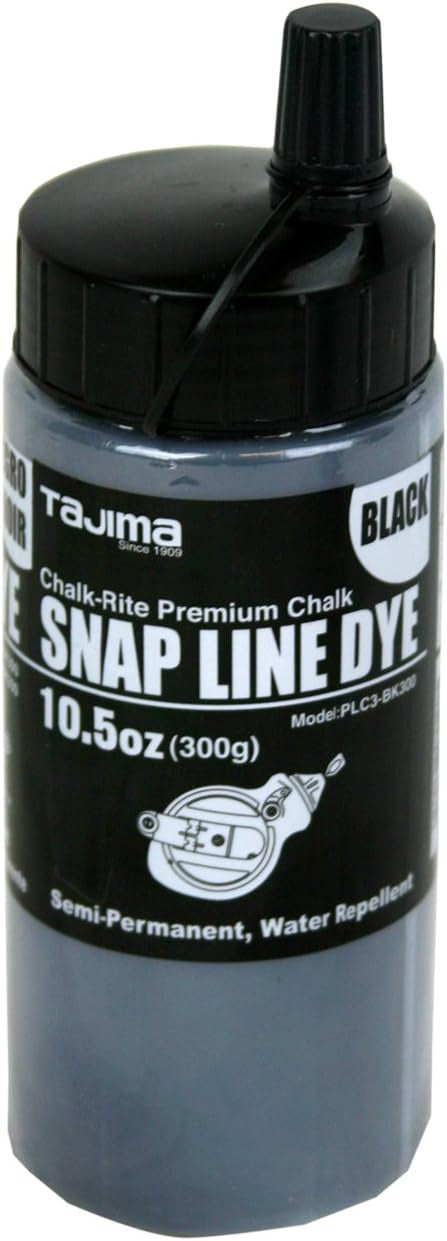 PLC3-BK300 Snap Line Dye, permanent marking chalk, black, easy-fill nozzle, 300g /10.5 oz.