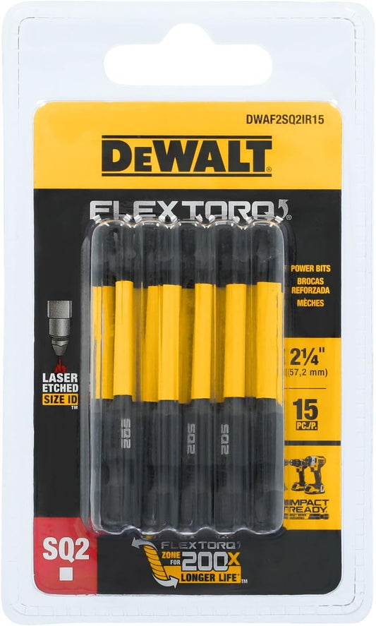 DWAF2SQ2IR15 Dewalt Screwdriver Bits Square #2 2inch 15pk