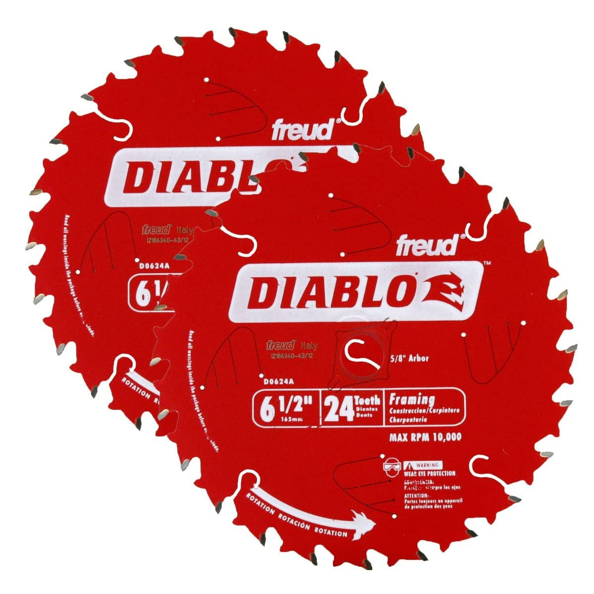D0624PX Diablo 6-1/2"X24T framing Blade(2 pack)