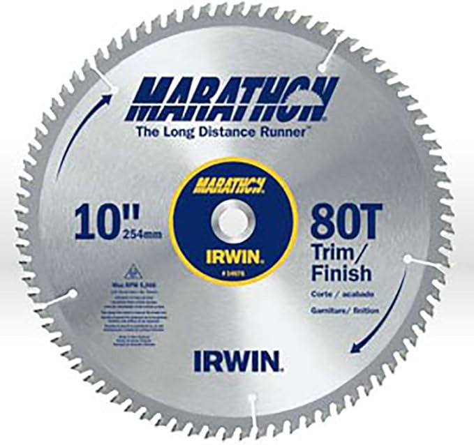 IRWIN Tools MARATHON Carbide Table / Miter Circular Blade, 10-Inch, 80T (14076)