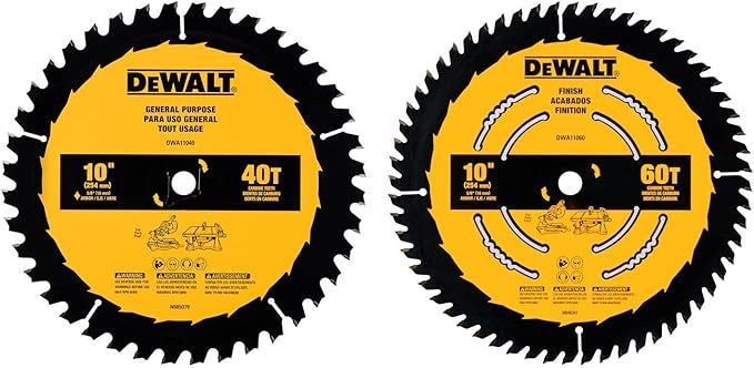 Dewalt DWA110CMB - 10 IN 60T & 40T SAW ONE BLADE CONSTRUCTION BLADE SET