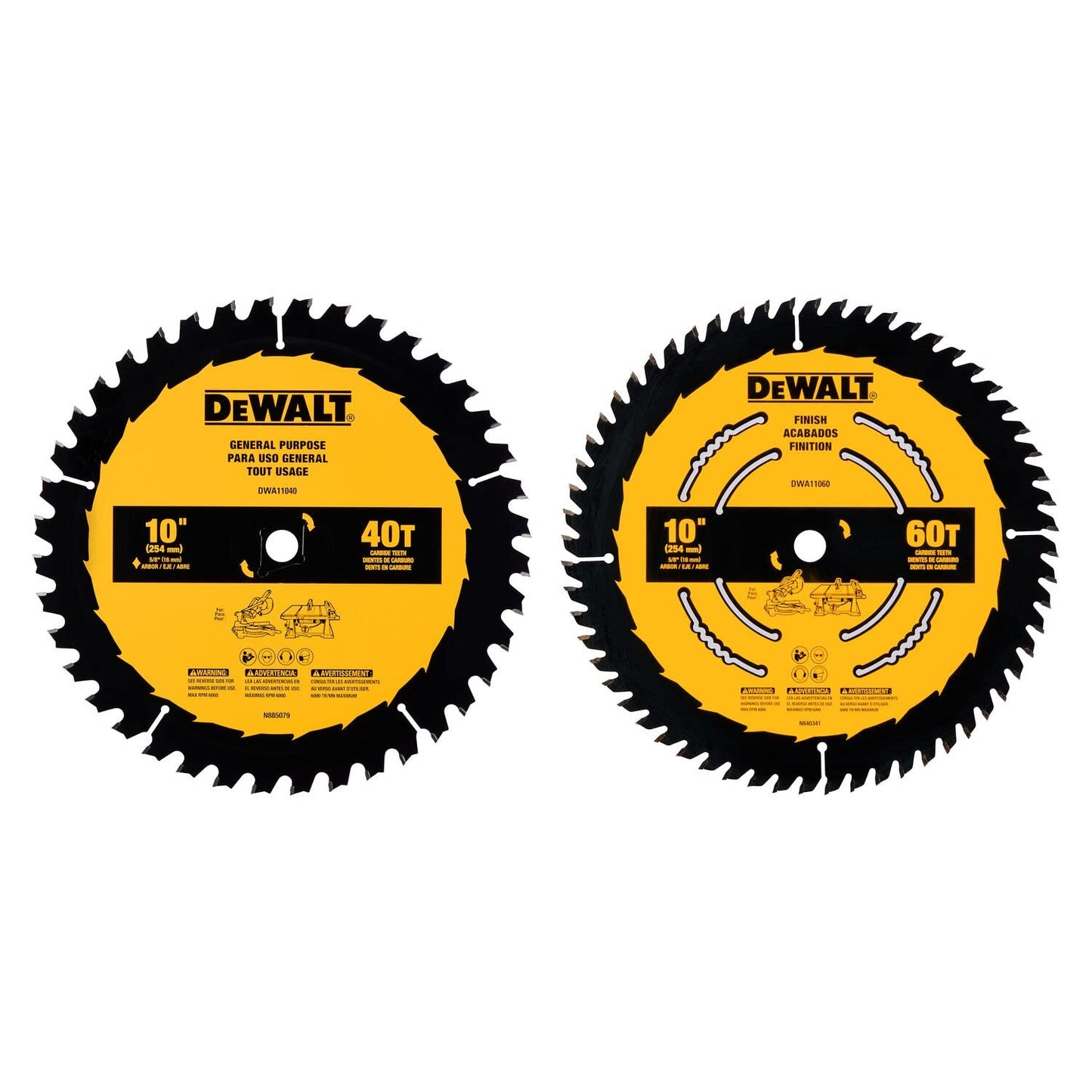 DWA110CMB3 DW 3PK 10 IN 60T & 2 x 40T SAW BLADES