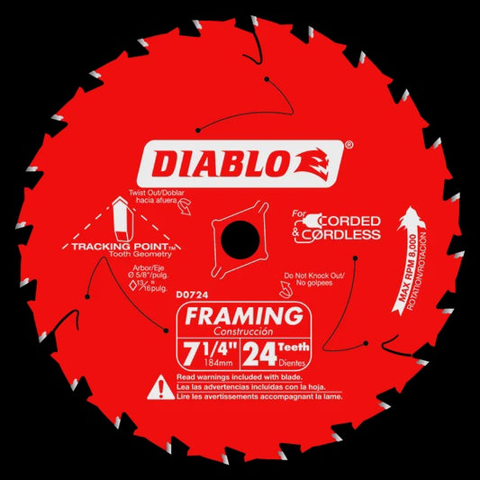 D0724A 7-1/4 in. x 24 Tooth Framing Saw Blade
