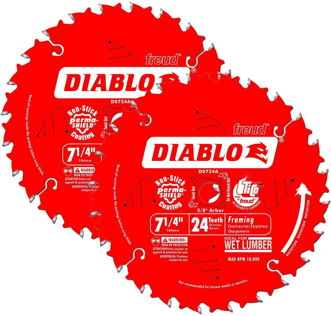 D0724PX Diablo 7-1/4" 24T Framing Blades 2PK