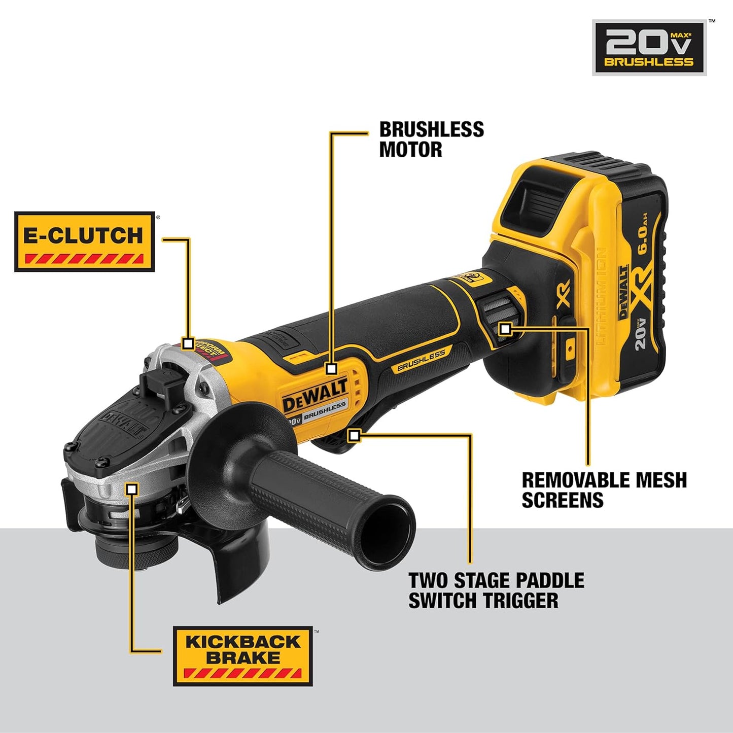 DCG418BP FLEXVOLTÃ‚Â® 60V MAX* Brushless 4-1/2 in. - 6 in. Cordless Grinder with Kickback Brake (Tool Only)