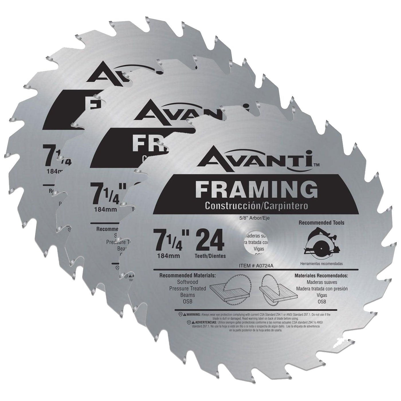 P0724A Avanti 7 1/4 24T Framing blade