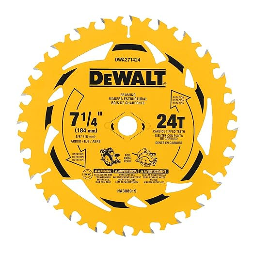 DEWALT Circular Saw Blade, 7-1/4 Inch, 24 - Tooth (DWA271424)