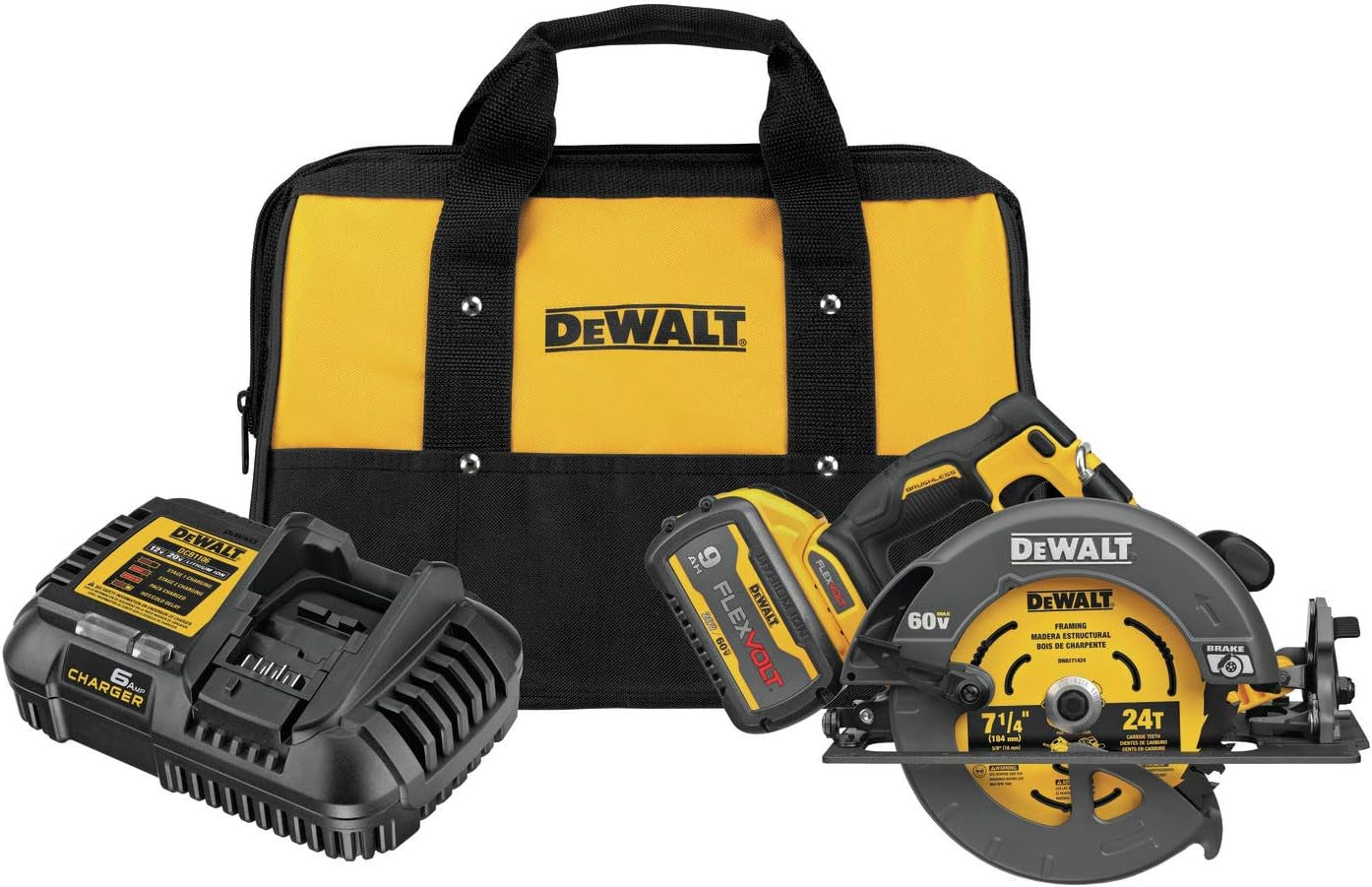 DCS578X1 DEWALT FLEXVOLT 60V MAX Brushless 7-1/4-inch Cordless Circular Saw with Brake Kit